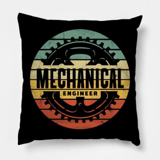 Distressed Retro Background Mechanical Engineer Cogs Pillow