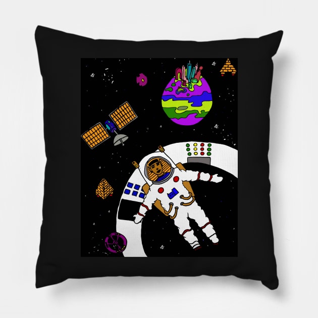 Egyptians In Space Pillow by OffWrldd