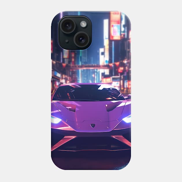 Asian Neon City Sports Car Phone Case by star trek fanart and more