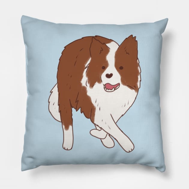 Brown border collie Pillow by Mayarart