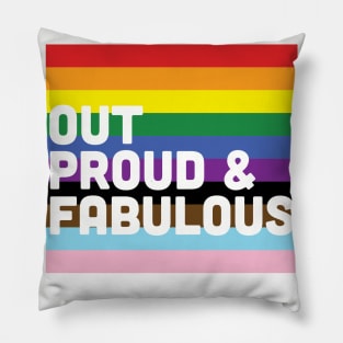 Out, proud & fabulous | Progress flag colors Pillow