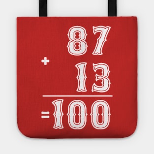 Cute 87 + 13 = 100 Days Football Lovers Men Women Boyfriend Tote