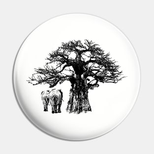 Baobab and Elephants Wildlife Shirt Pin