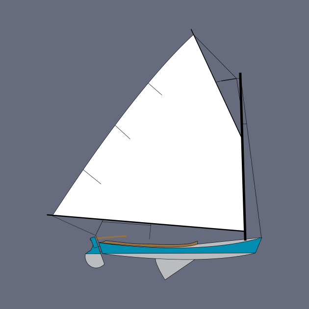 Cotuit Skiff Sailboat - Light Blue by CHBB
