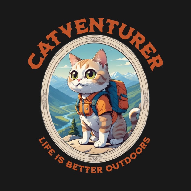 Catventurer: Pawsitively Adventurous T-shirt by CoffeeBrainNW