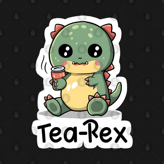 Cute trex having tea by Spaceboyishere