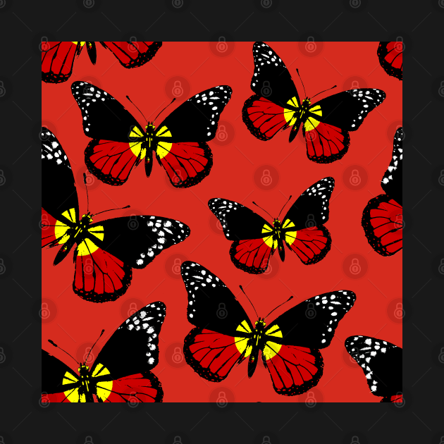 Aboriginal Australia Flag of Butterfly Hope Representing Freedom and Indegenious Australians by Mochabonk