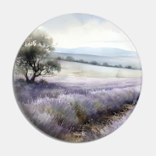 Watercolour Lavender Field Pin