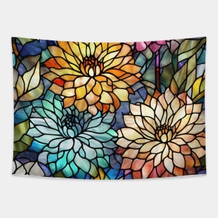 Stained Glass Dahlia Flowers Tapestry