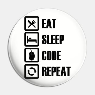 Funny Eat Sleep Code Repeat Coding Pin