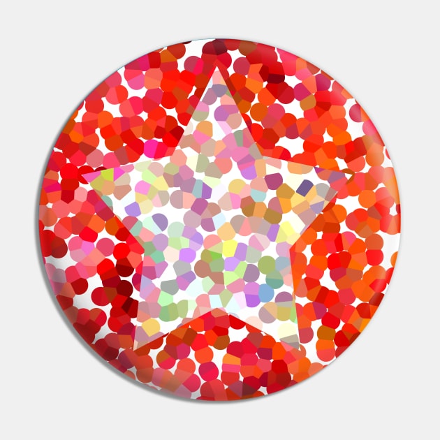 Pink Dotty Star on Red Pin by ellenhenryart