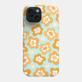 Funky Floral Pattern in Orange and Light Blue Phone Case