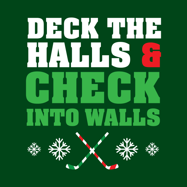 Funny Ice Hockey Christmas Candy Cane Stick Deck The Halls by PodDesignShop