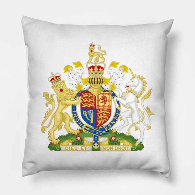 Royal Coat of Arms of the United Kingdom Pillow by Flags of the World