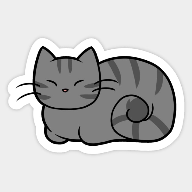 Grey Striped Cat - Cat - Sticker