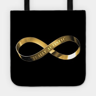 Actually Autistic With Golden Infinity Symbol Tote
