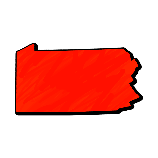 Bright Red Pennsylvania Outline by Mookle