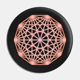 Light Orange Salmon Polyhedron Geometric Shape Pin