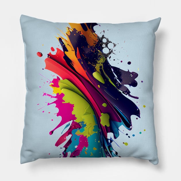 Rainbow wave. Colorful paint splash. Pillow by MariDein