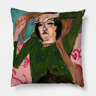 Woman in the Green Blouse Pillow