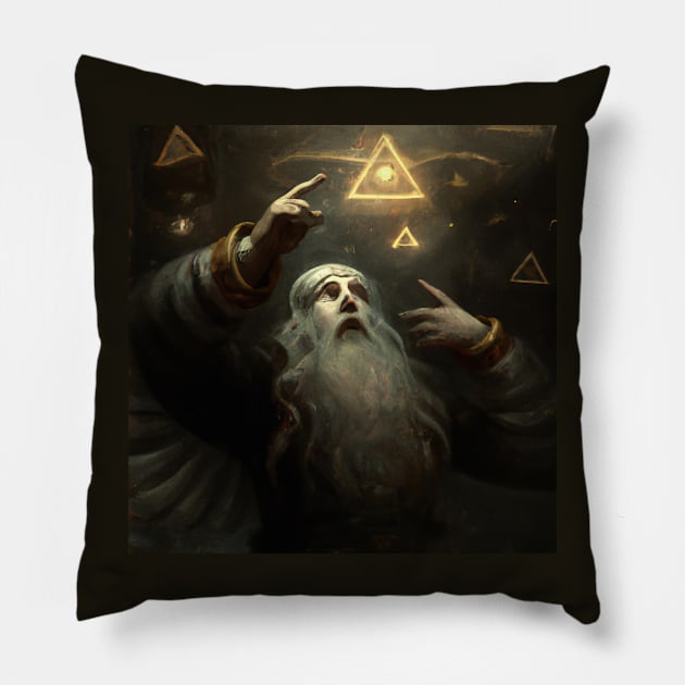 Sagely Sorcerer Conjures Magical Sigils in the Astral Ether Pillow by Star Scrunch