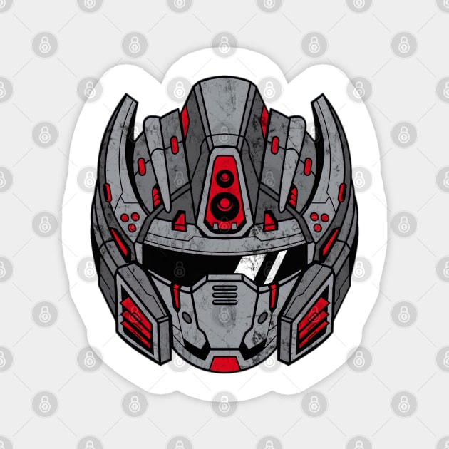 Red Mecha Head Magnet by ArtEnginering