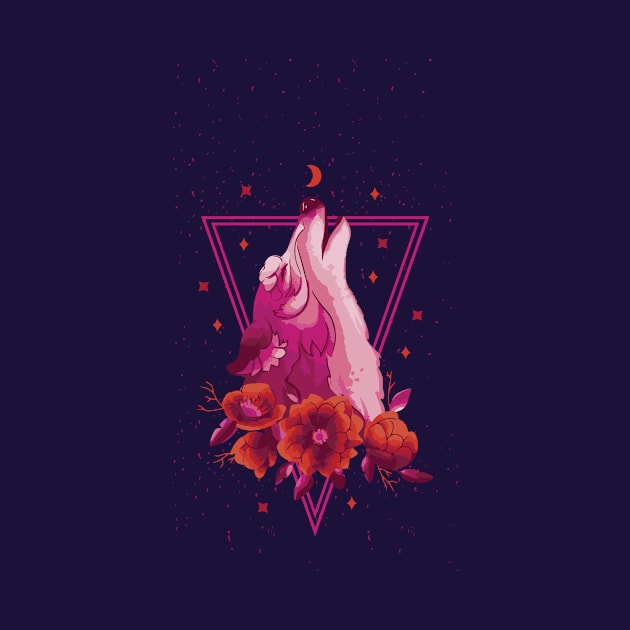 floral vaporwave wolf by Mahmoud