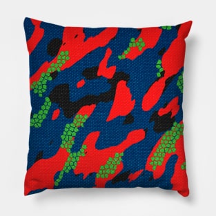 Camouflage - Red and Blue Pillow