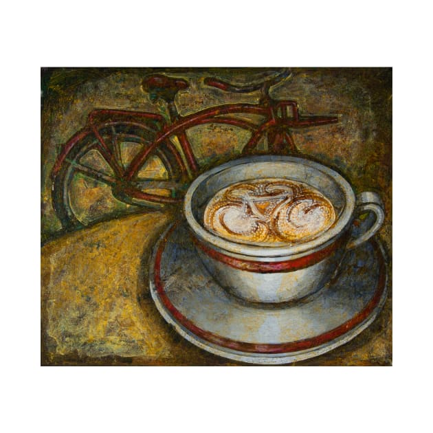 Still life with red cruiser bike by markhowardjones