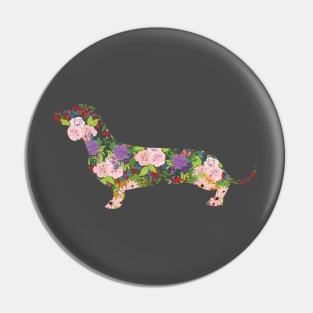 Floral Dachshund Pin