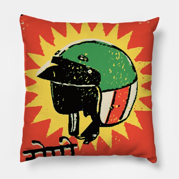 Motorcycle Helmet / Vintage Matchbox Art Pillow by RCDBerlin