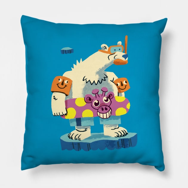 Swim Ready Polar Bear Pillow by washburnillustration