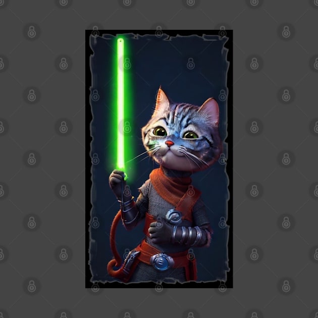 Fun Cat Print ~ AI Art ~ Fantasy Cat ~ Sci-fi Cat ~ Cats with Lightsabers by catsnlightsabres