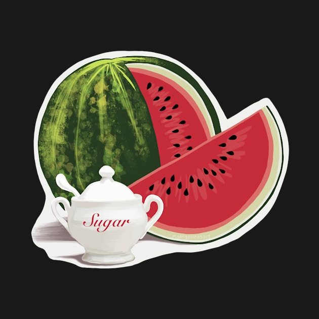 Watermelon and a Sugar Bowl by MamaODea