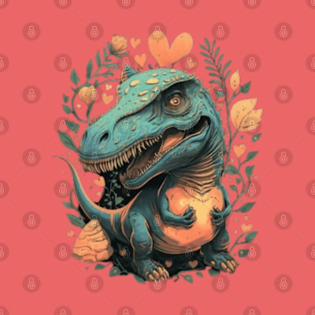 cute floral dinosaur gift ideas, dinosaur tees, dinosaur stickers by WeLoveAnimals