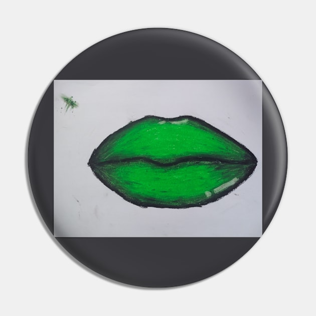 Green Lips Pin by Death Monkey Puffball