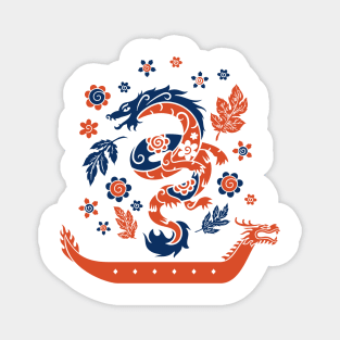 Dragon Boat Paddling Retro Look Magnet