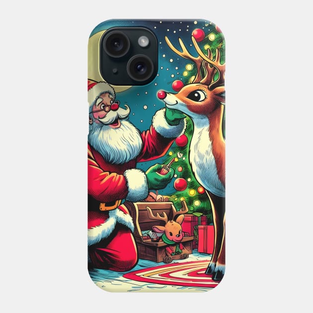 Illuminate the Holidays: Whimsical Rudolph the Red-Nosed Reindeer Art for Festive Christmas Prints and Joyful Decor! Phone Case by insaneLEDP