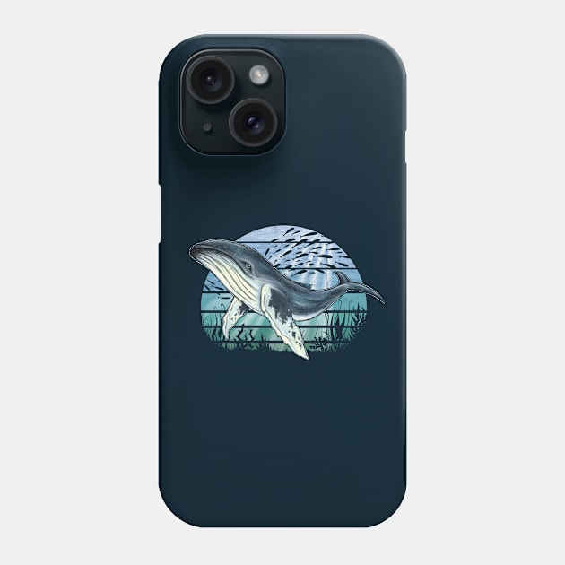 Retro Underwater Sealife Humpback Whale Phone Case by SkizzenMonster