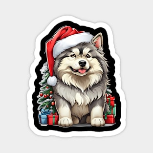 Christmas Alaskan Malamute Dog Santa Hat Xmas Family Sweater Magnet