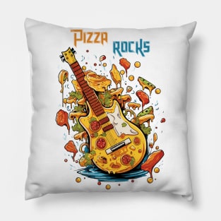 Pizza Guitar - Pizza Rocks Pillow