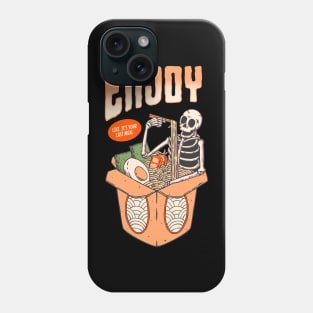 Whimsical Skull Eating Ramen - Last Meal Phone Case