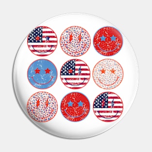 American Smiley Face, Independence Day, Patriotic, 4th Of July, American Women, Retro USA Flag Pin