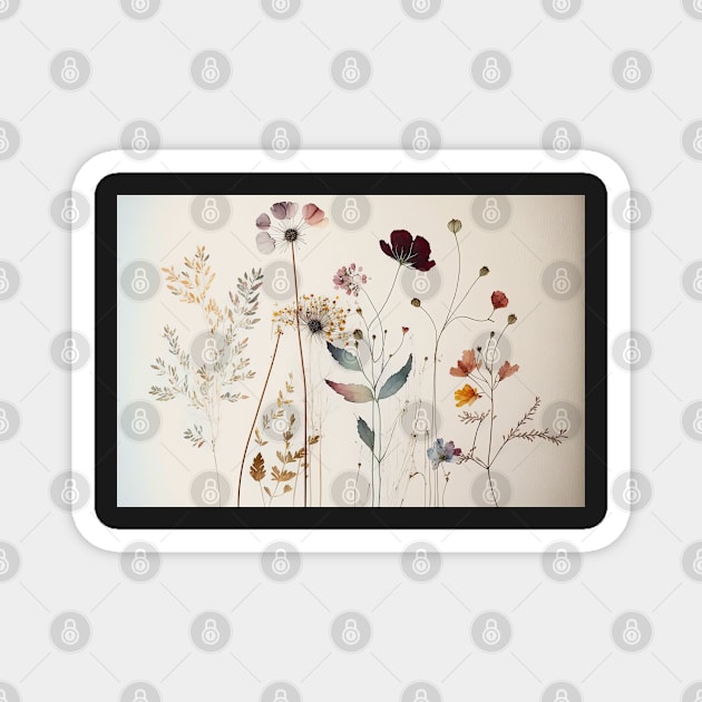 Floral Garden Botanical Print with wild flowers Magnet by FloralFancy