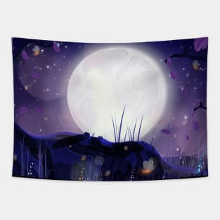 Moonlit Landscape Tapestry