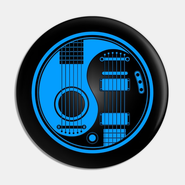 Blue and Black Acoustic Electric Guitars Yin Yang Pin by jeffbartels