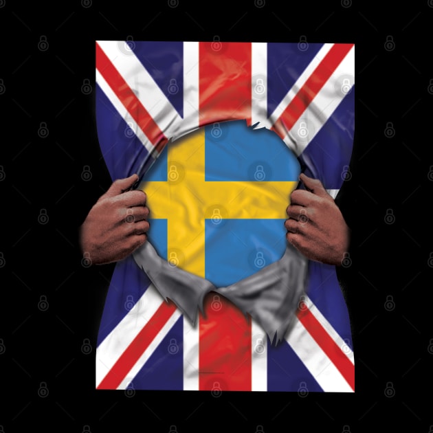 Sweden Flag Great Britain Flag Ripped - Gift for Swede From Sweden by Country Flags