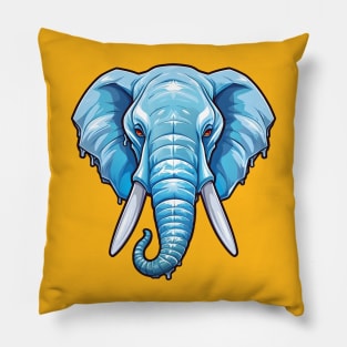 Blue ice elephant head Pillow