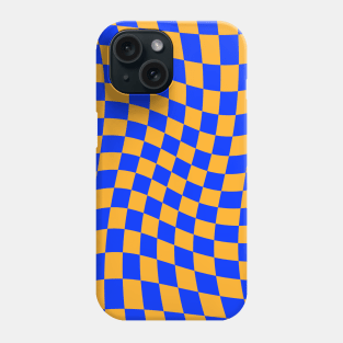 Twisted Checkered Square Pattern - Orange & Blue Phone Case