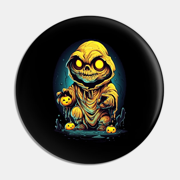 Eerie Halloween Ghoul Art - Spooky Season Delight Pin by Captain Peter Designs